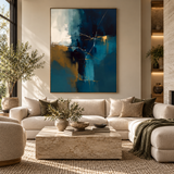 ARBYNART Abstract Art | Deep Blue Gold Crackle
