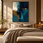ARBYNART Abstract Art | Deep Blue Gold Crackle