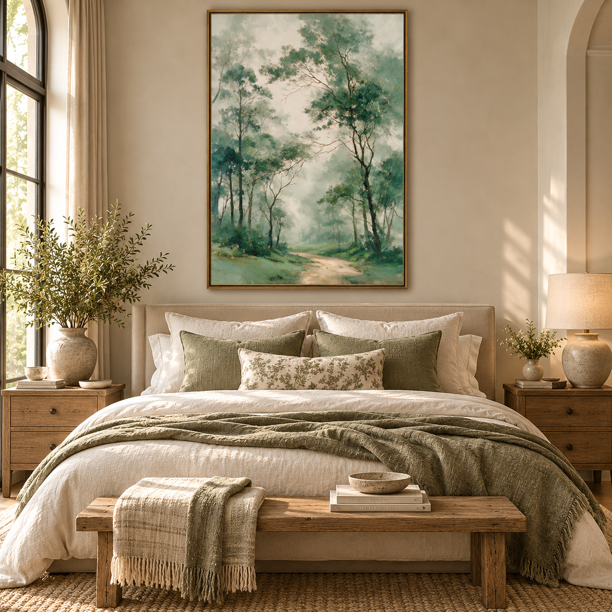 ARBYNART Impressionist Art | Deep Green Trees over a Winding Path