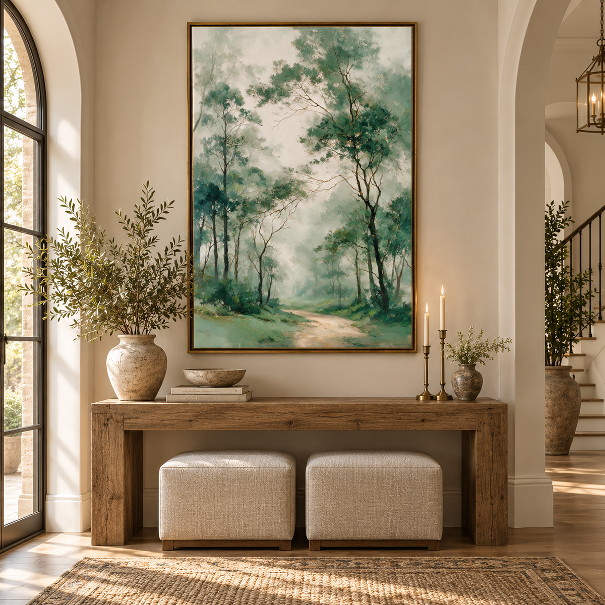 ARBYNART Impressionist Art | Deep Green Trees over a Winding Path