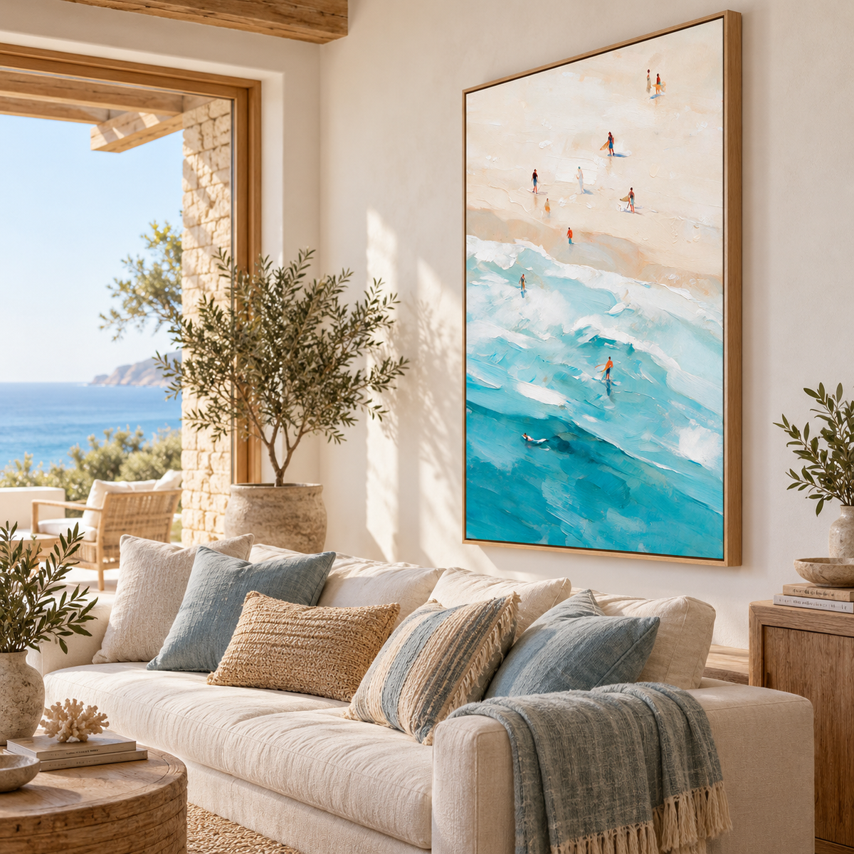 ARBYNART Impressionist Art | Diagonal Surf and Pale Sand
