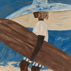 ARBYNART Vintage Americana Art | Double Board Surfer