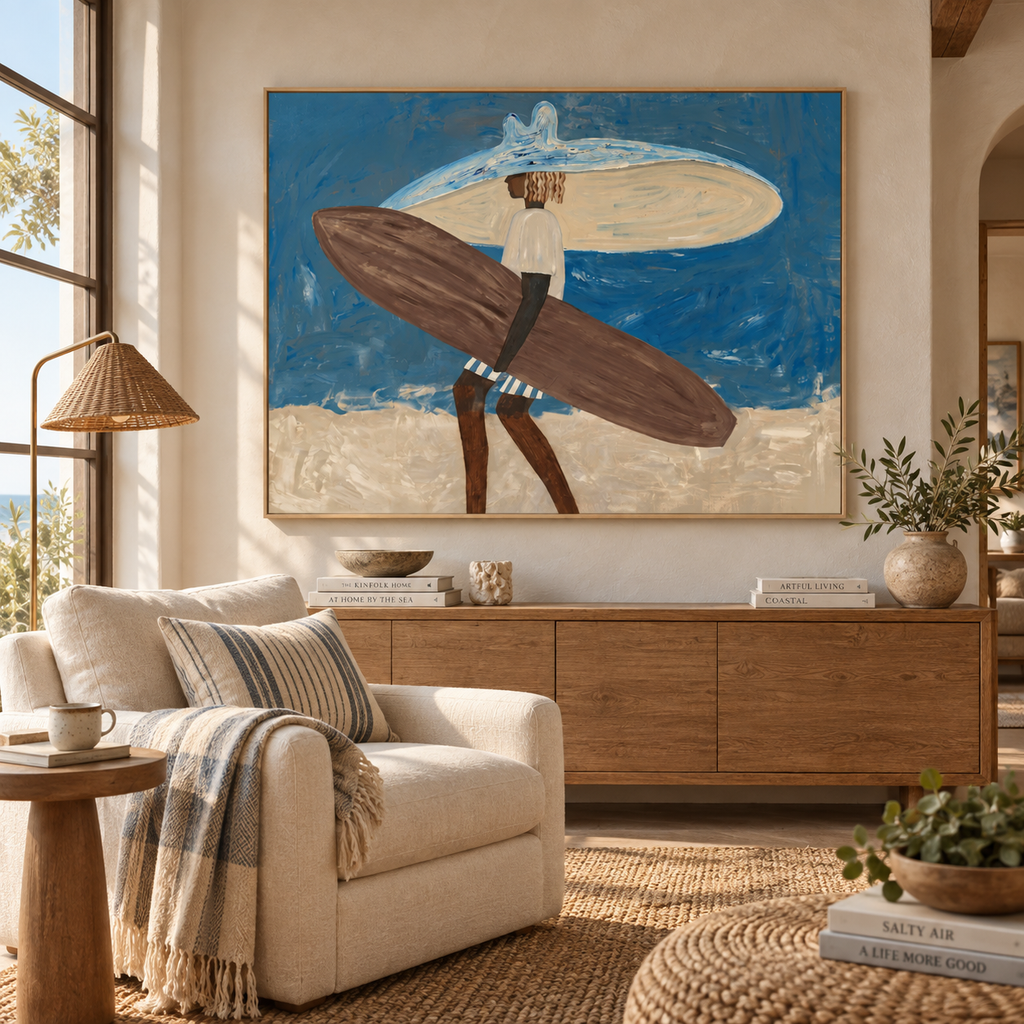 ARBYNART Vintage Americana Art | Double Board Surfer