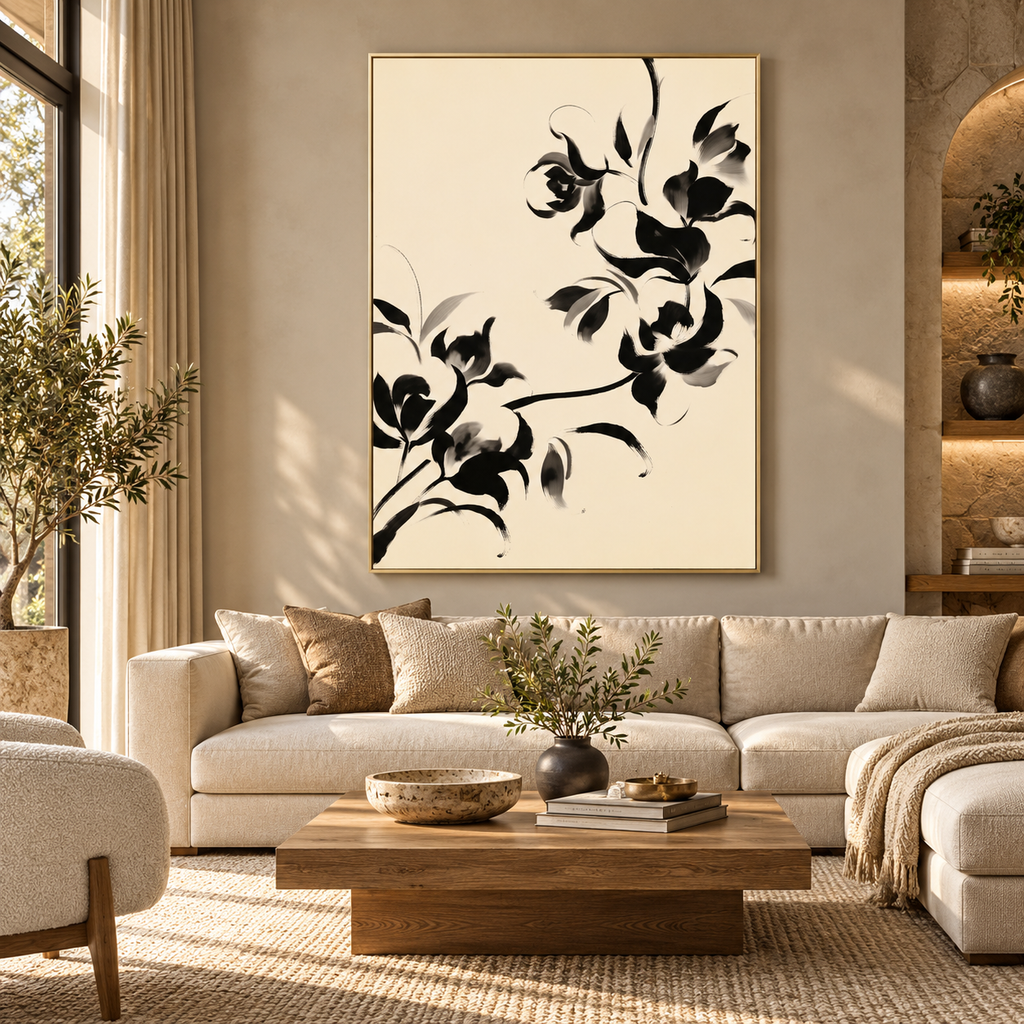 ARBYNART Abstract Art | Elegant Ink Blossoms