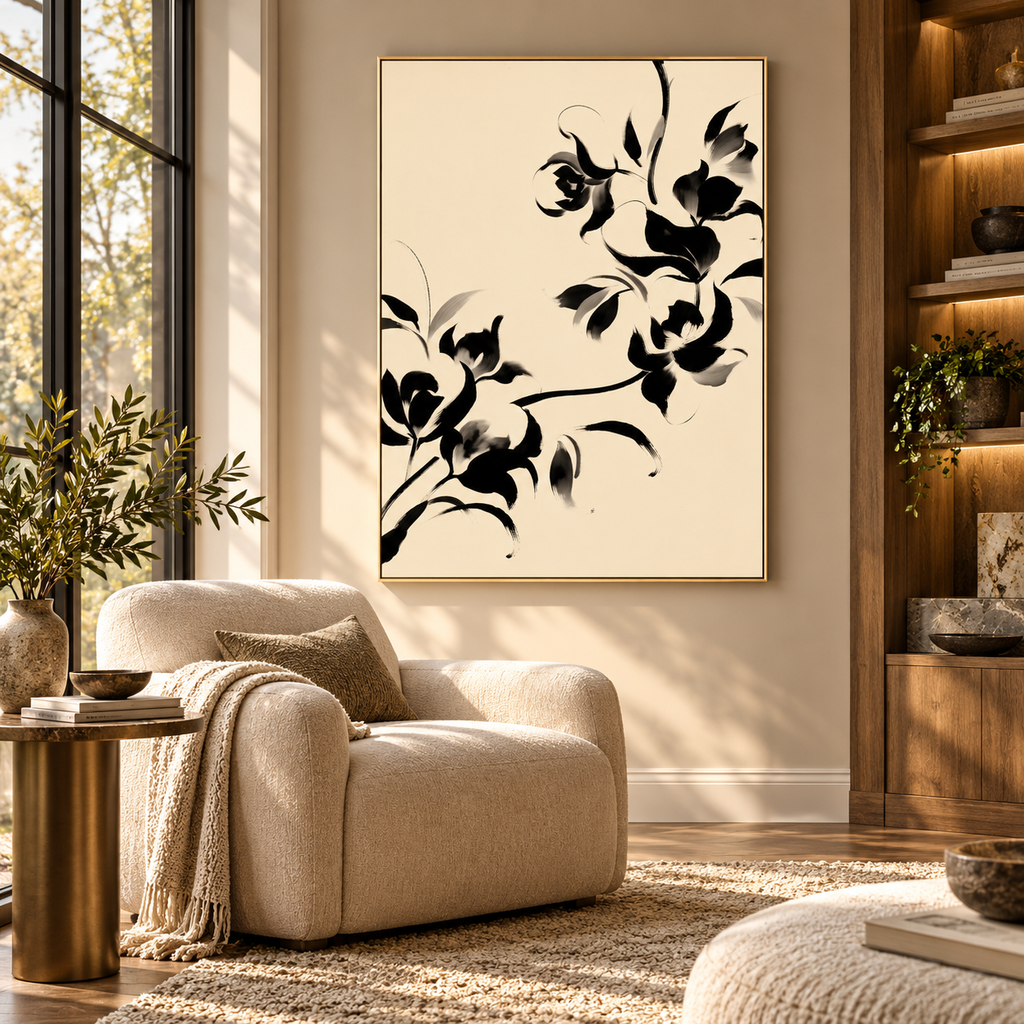 ARBYNART Abstract Art | Elegant Ink Blossoms