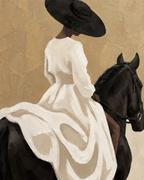 ARBYNART Vintage Americana Art | Elegant Ride on the Ivory Steed