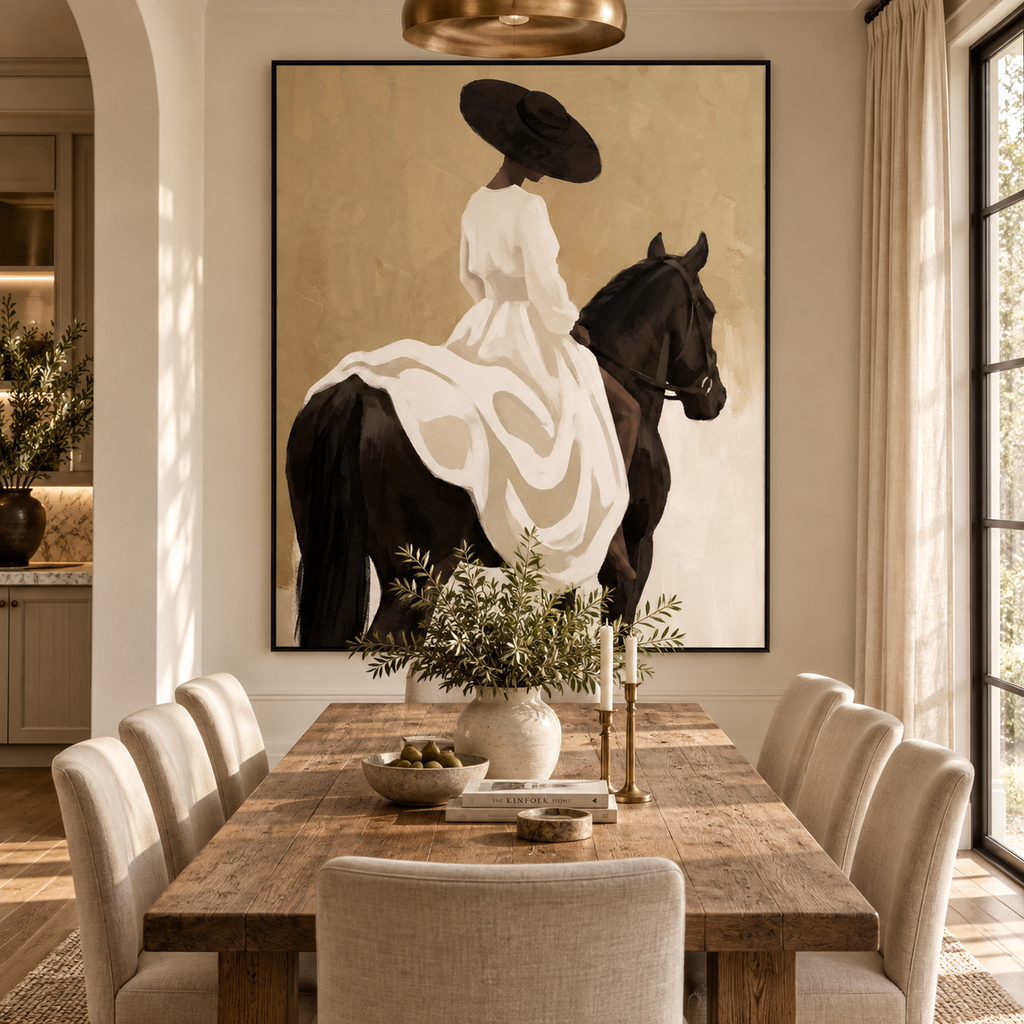ARBYNART Vintage Americana Art | Elegant Ride on the Ivory Steed