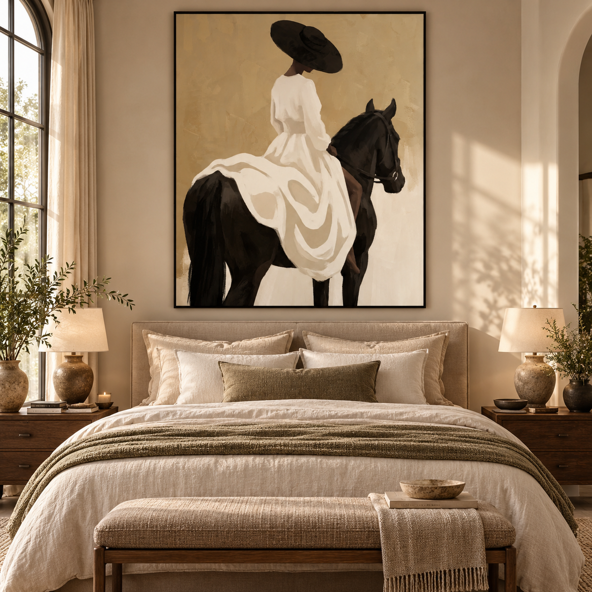 ARBYNART Vintage Americana Art | Elegant Ride on the Ivory Steed