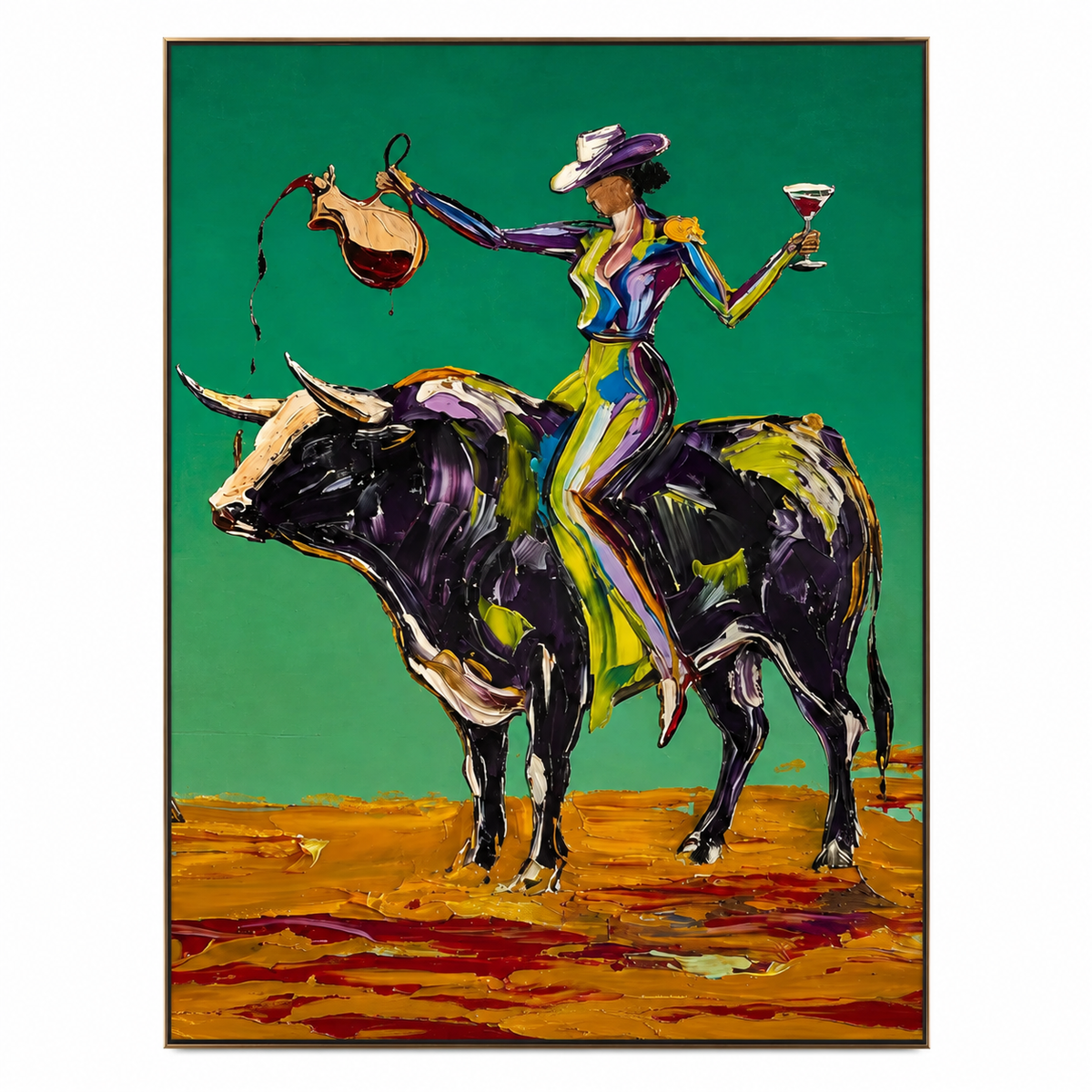 ARBYNART POP Art | Emerald Pour on the Black Bull