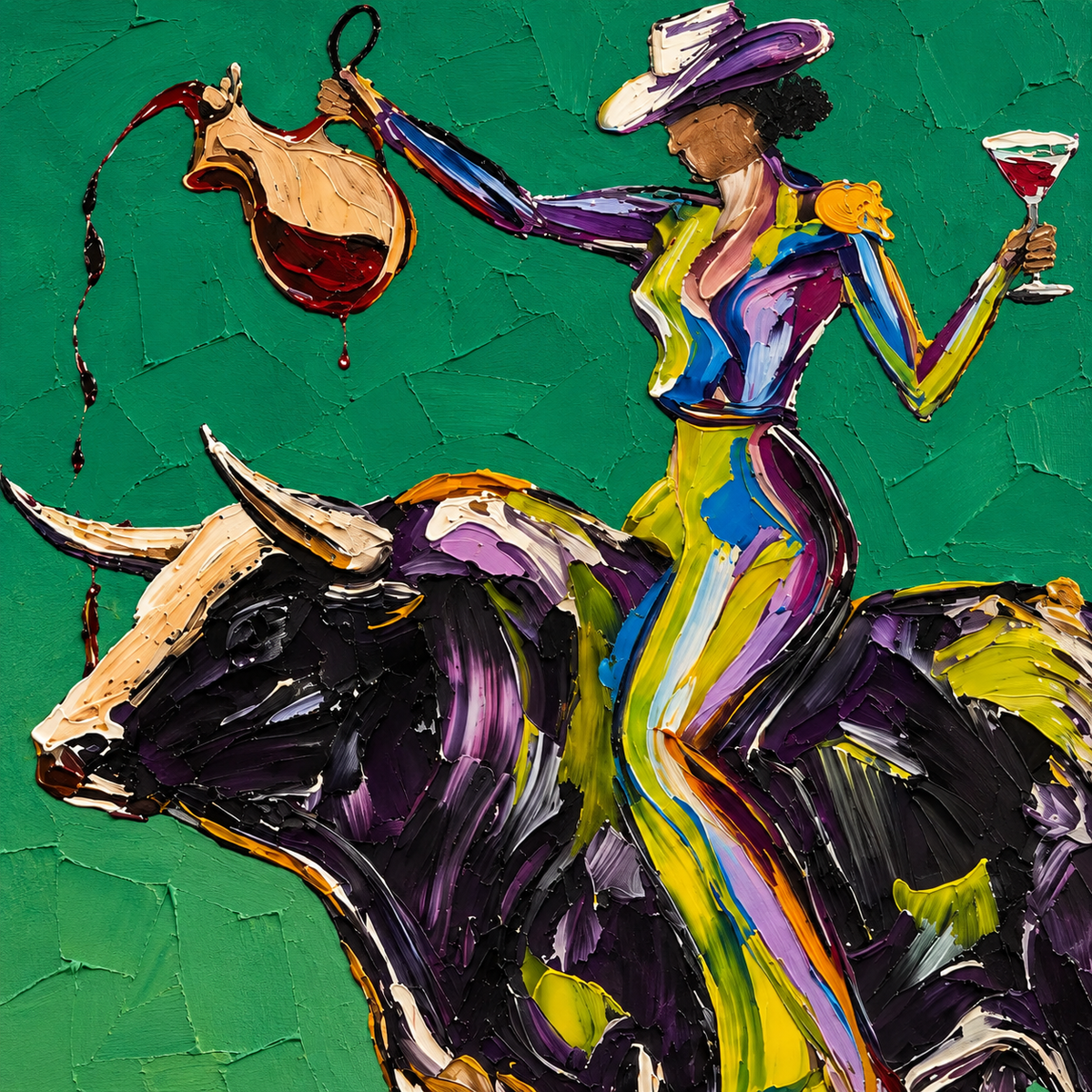 ARBYNART POP Art | Emerald Pour on the Black Bull