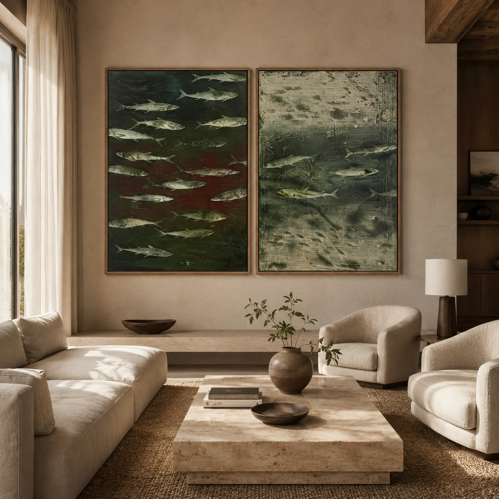 ARBYNART Wabi-Sabi Art | FISH Shoal in Dusk