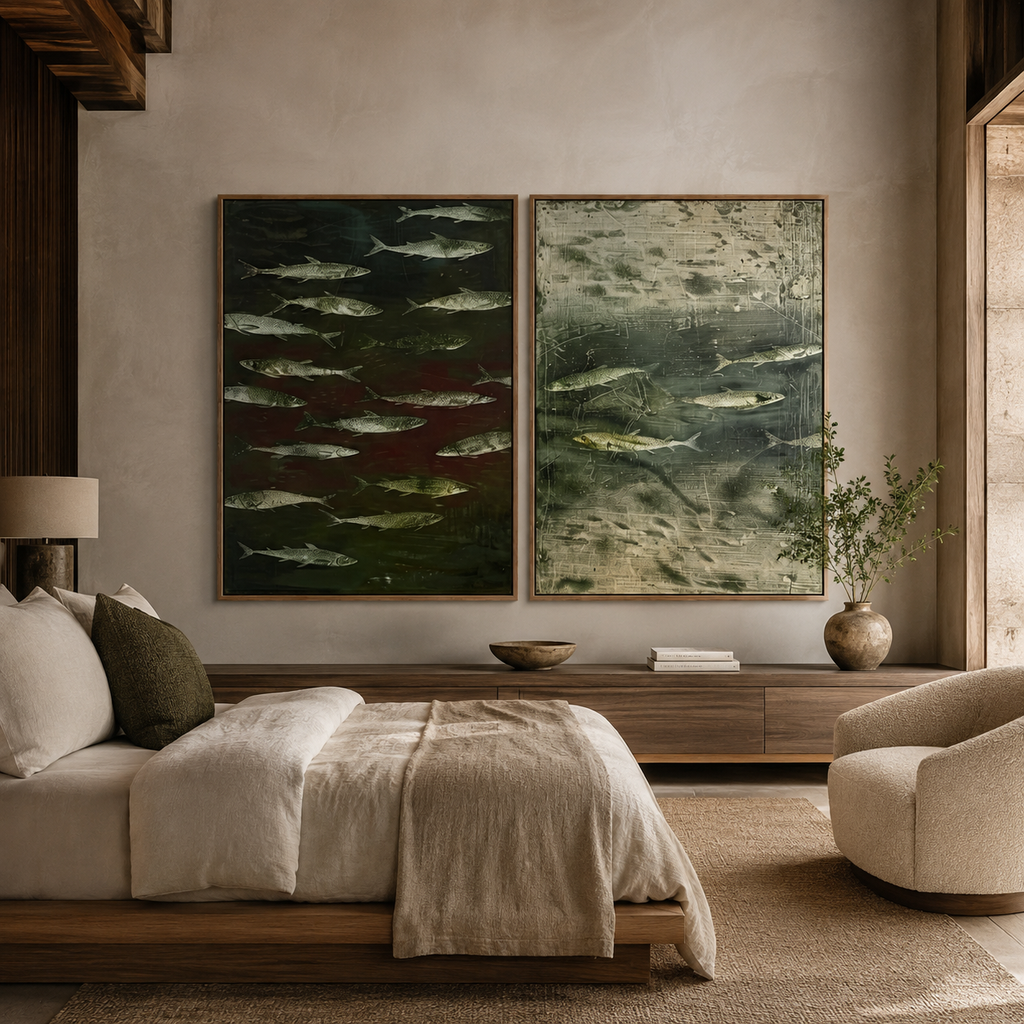 ARBYNART Wabi-Sabi Art | FISH Shoal in Dusk