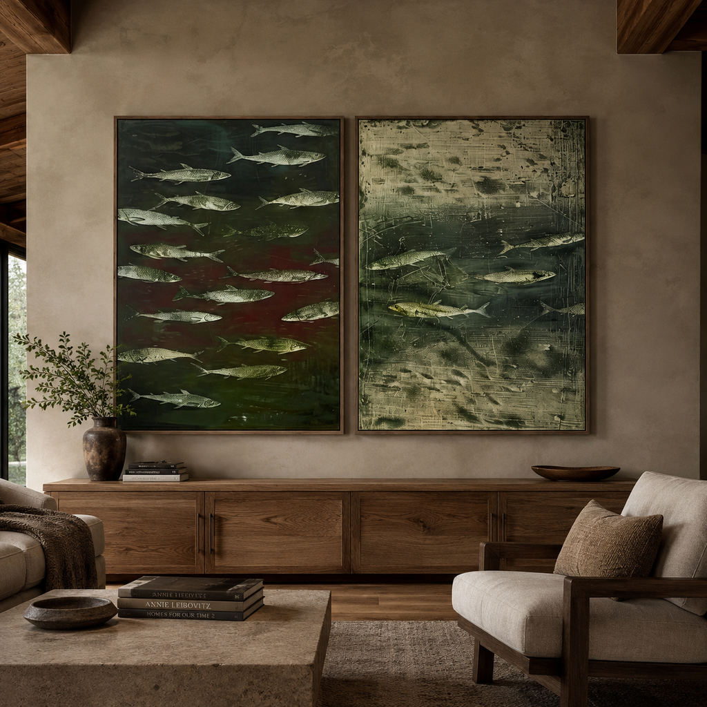 ARBYNART Wabi-Sabi Art | FISH Shoal in Dusk