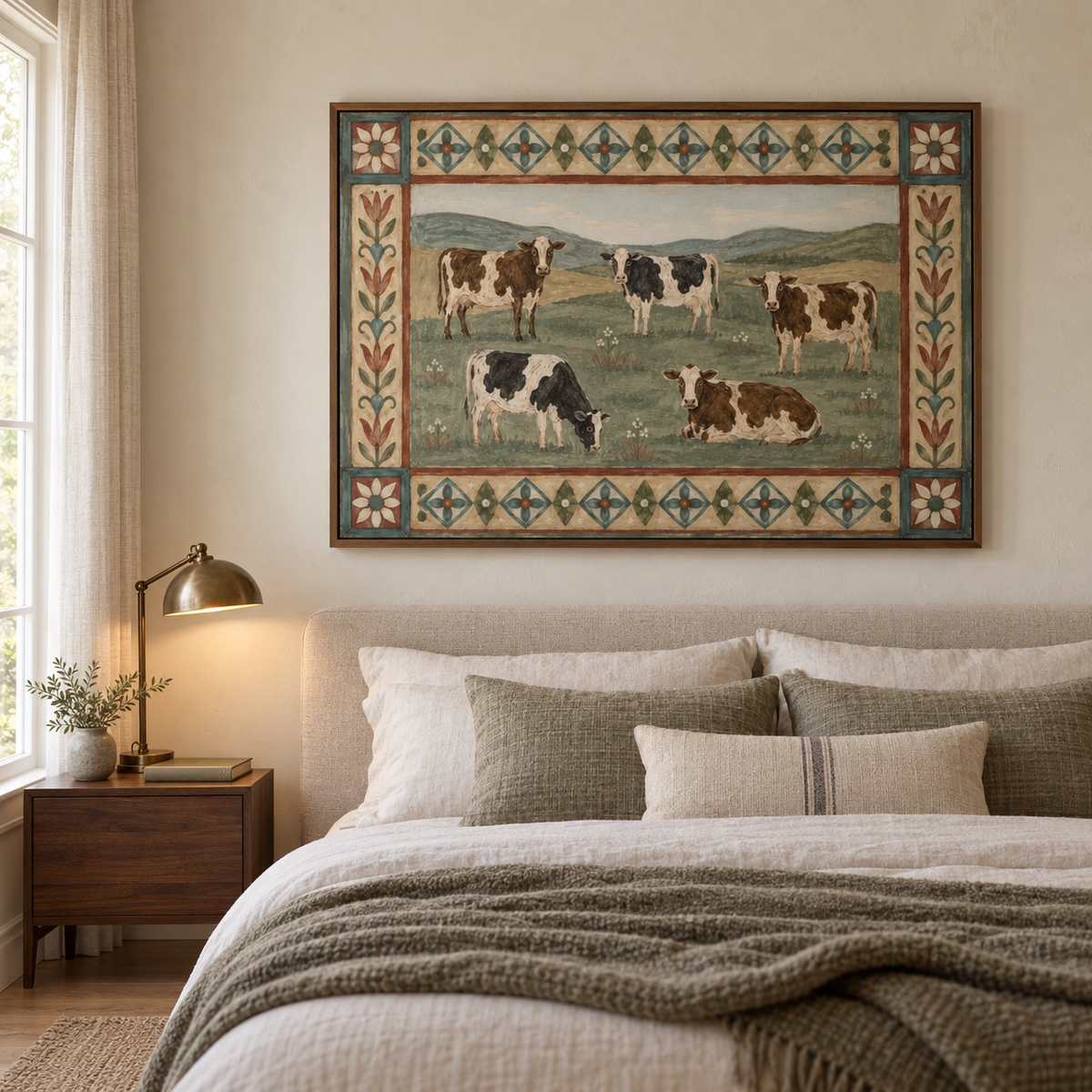 ARBYNART Vintage Americana Art | Five Cattle in the Meadow
