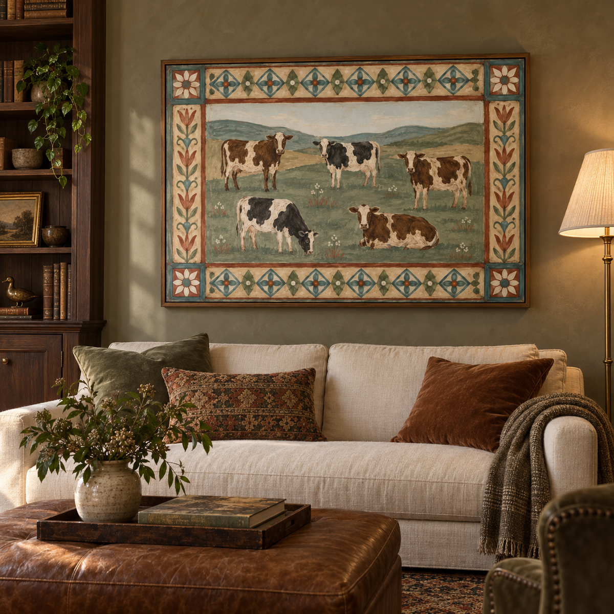 ARBYNART Vintage Americana Art | Five Cattle in the Meadow
