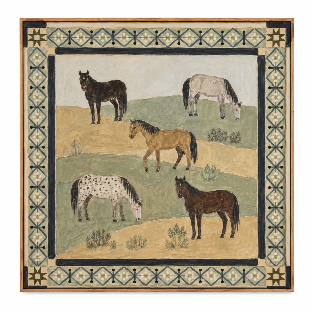 ARBYNART Vintage Americana Art | Five Equines on the Meadow