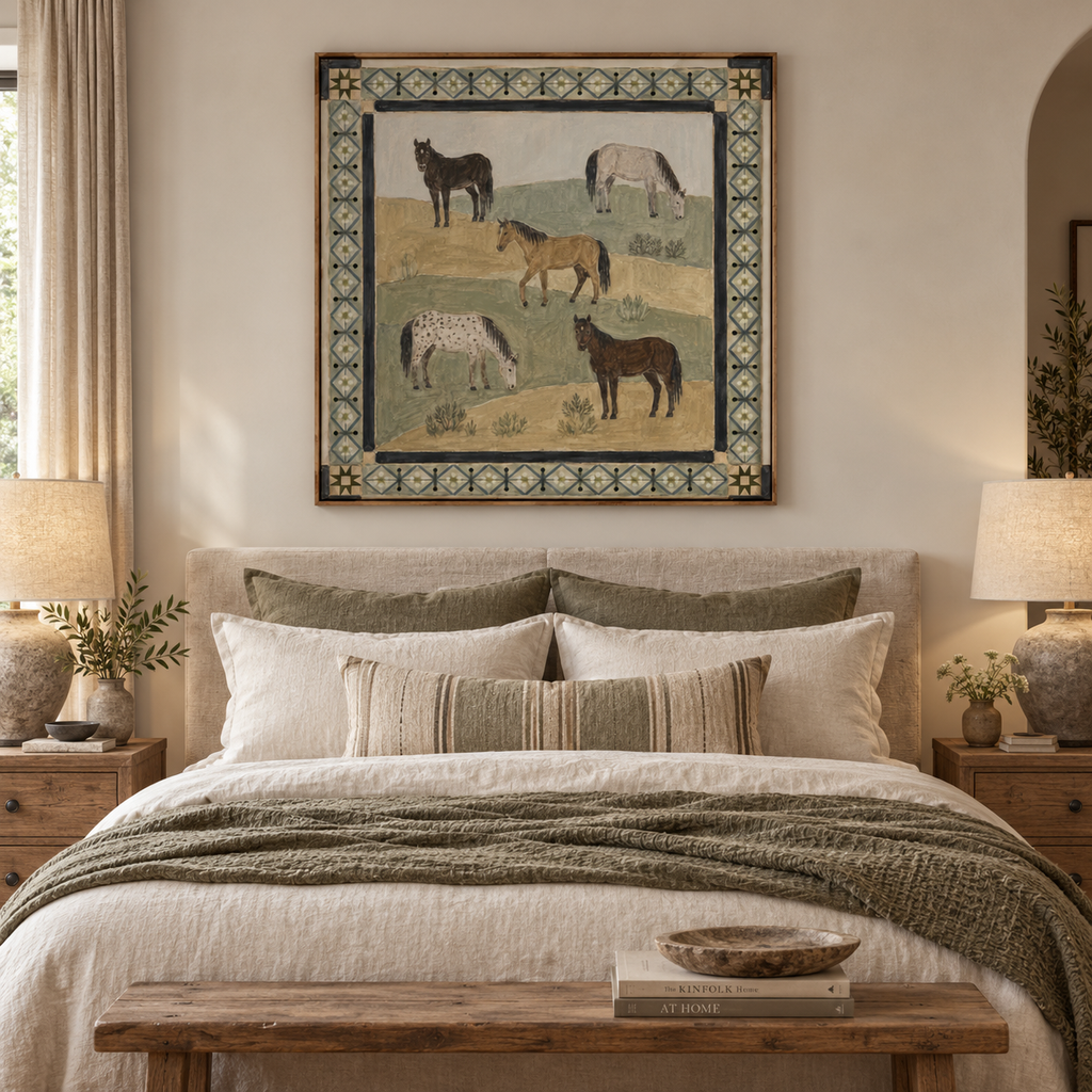 ARBYNART Vintage Americana Art | Five Equines on the Meadow