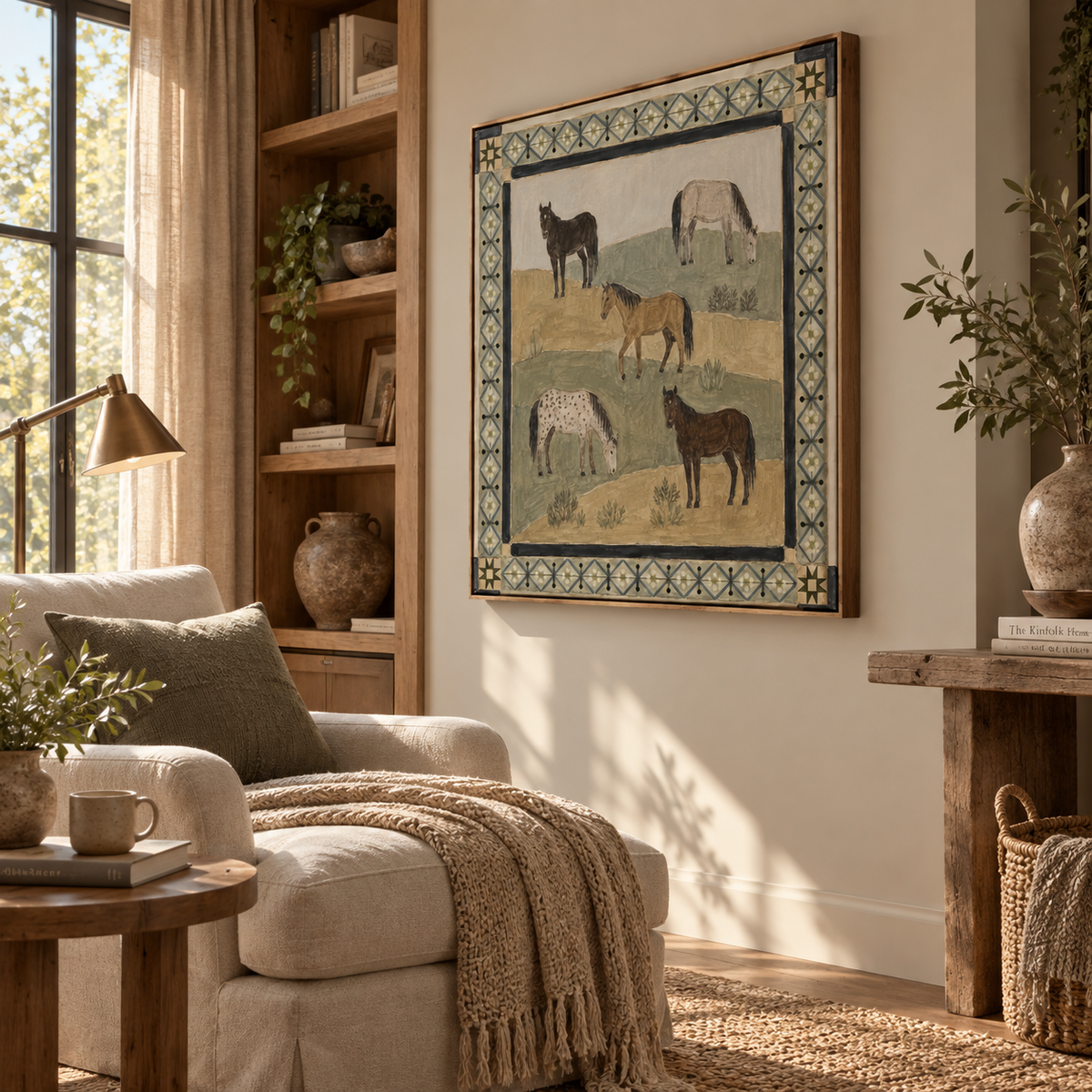 ARBYNART Vintage Americana Art | Five Equines on the Meadow