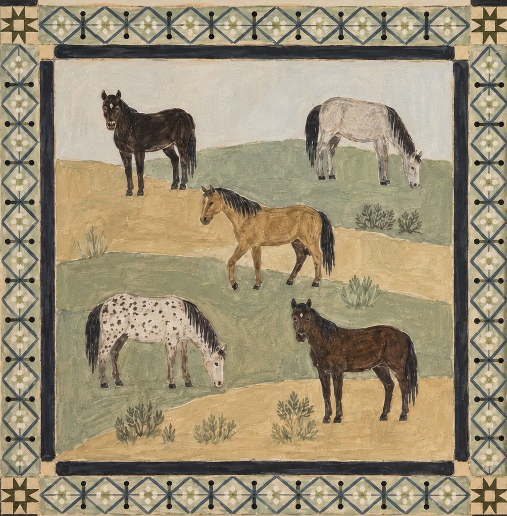ARBYNART Vintage Americana Art | Five Equines on the Meadow