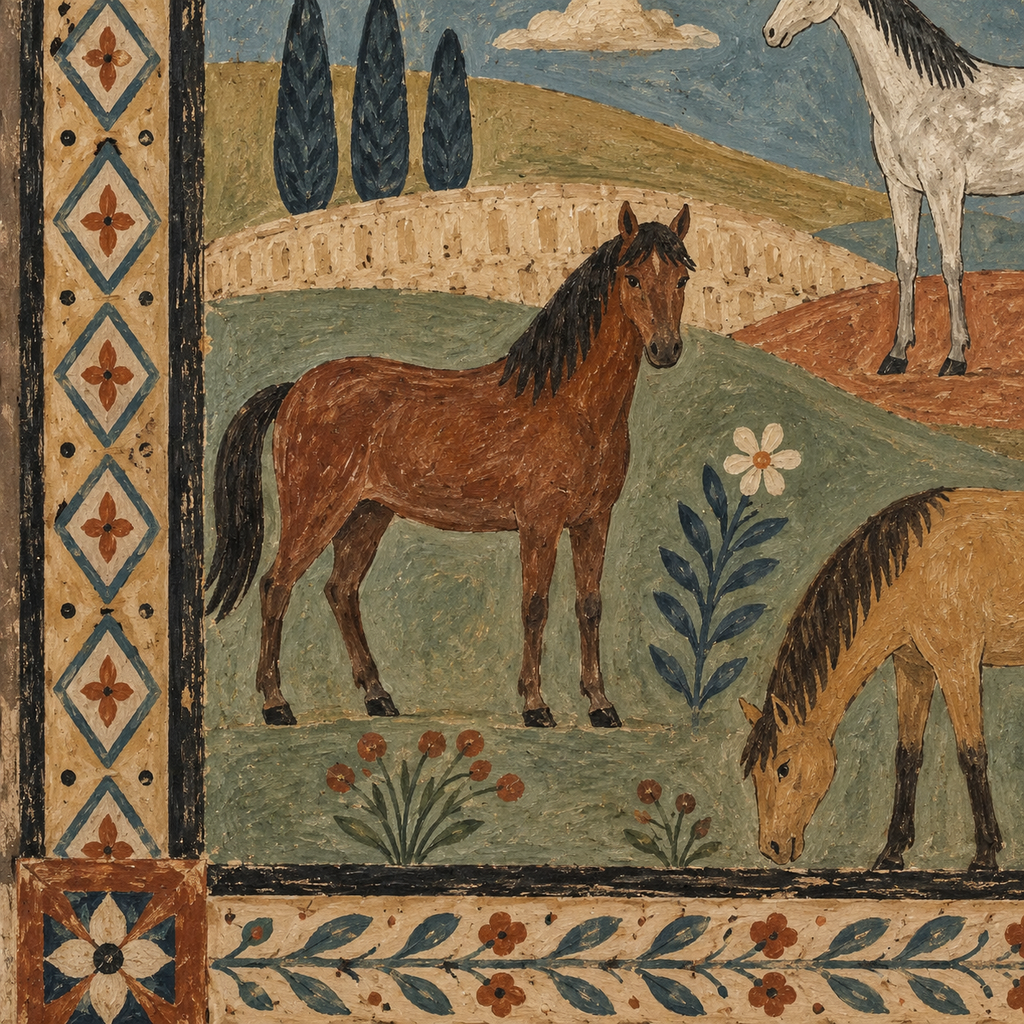 ARBYNART Vintage Americana Art | Five Equines on the Prairie