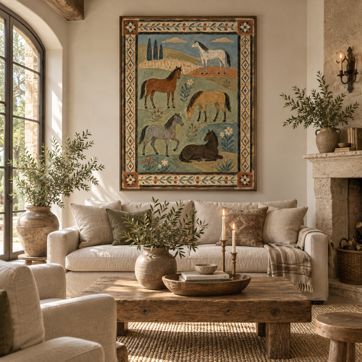 ARBYNART Vintage Americana Art | Five Equines on the Prairie
