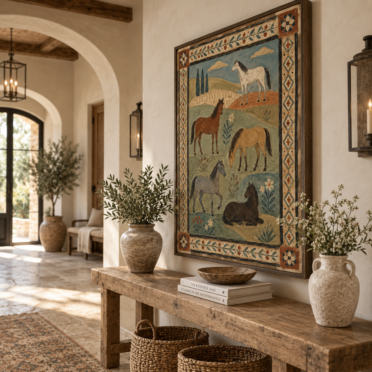 ARBYNART Vintage Americana Art | Five Equines on the Prairie