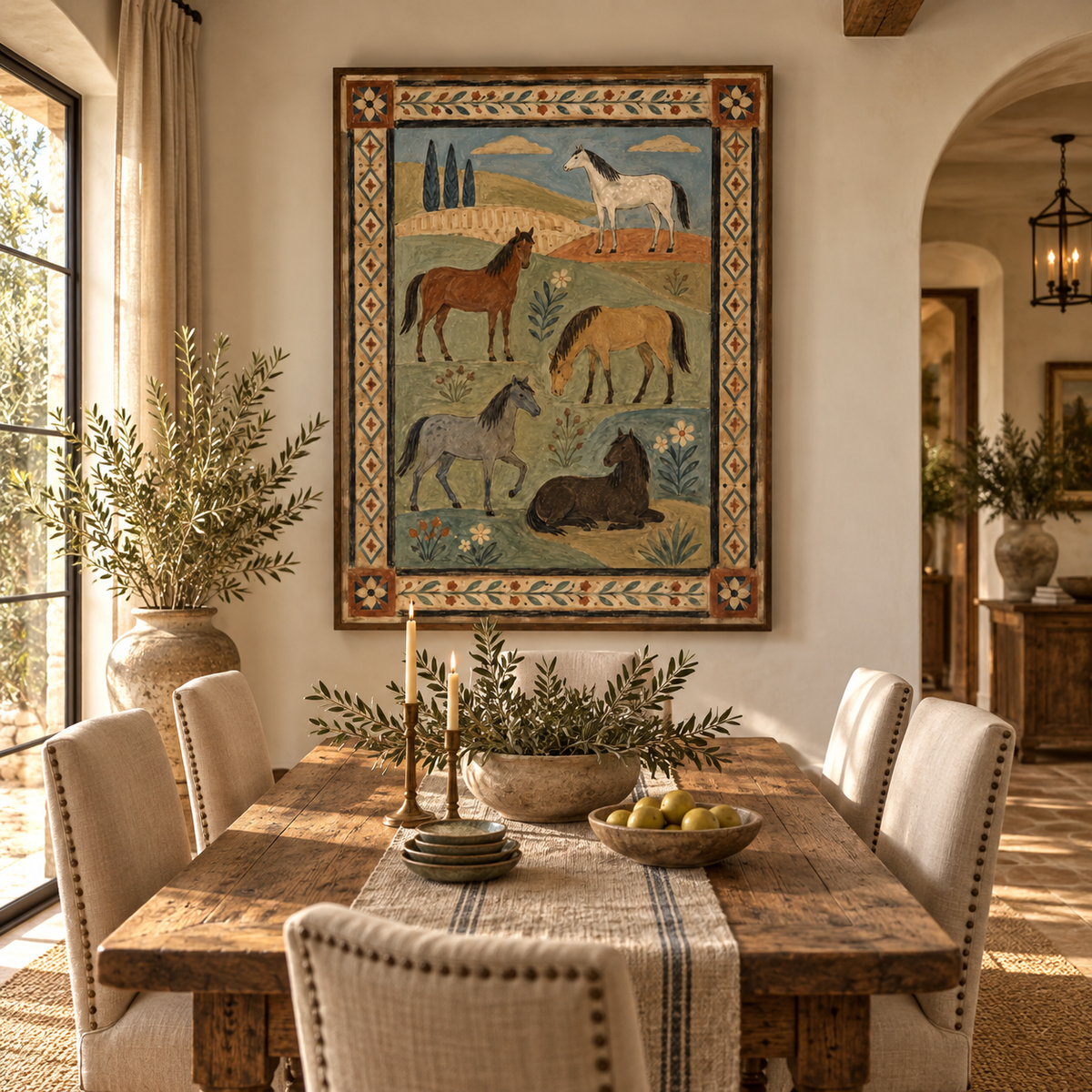 ARBYNART Vintage Americana Art | Five Equines on the Prairie