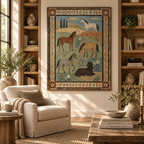 ARBYNART Vintage Americana Art | Five Equines on the Prairie