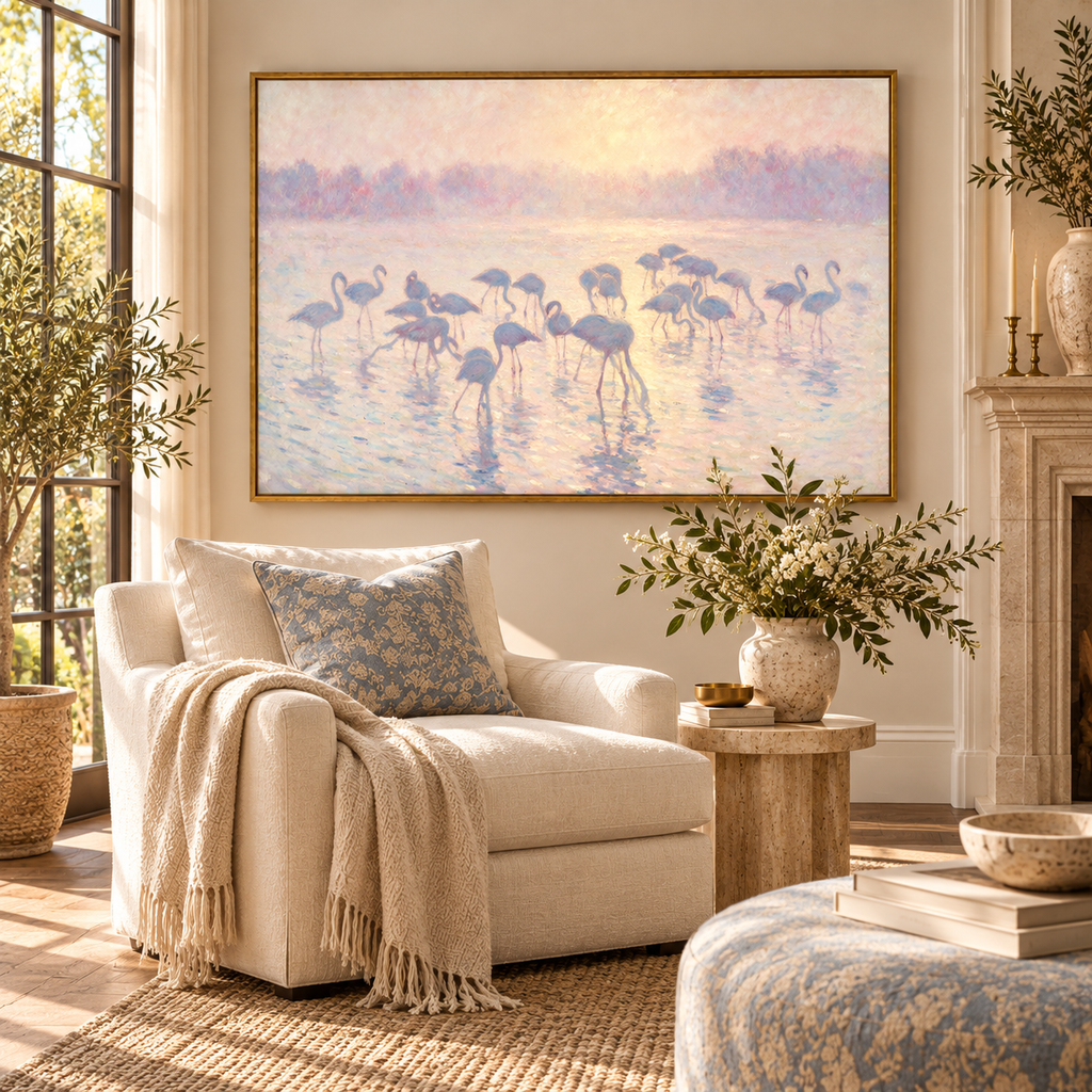ARBYNART Abstract Art | Flamingos in the Morning Haze