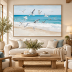 ARBYNART Impressionist Art | Flock of Gulls above the Surf