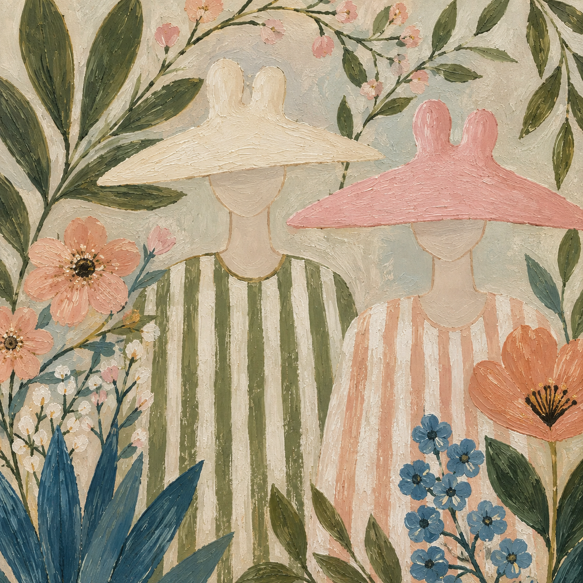 ARBYNART Vintage Americana Art | Floral Hat Pair in Bloom