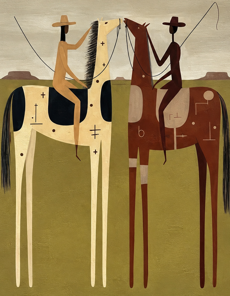 ARBYNART Vintage Americana Art | Frontier Mirror Riders