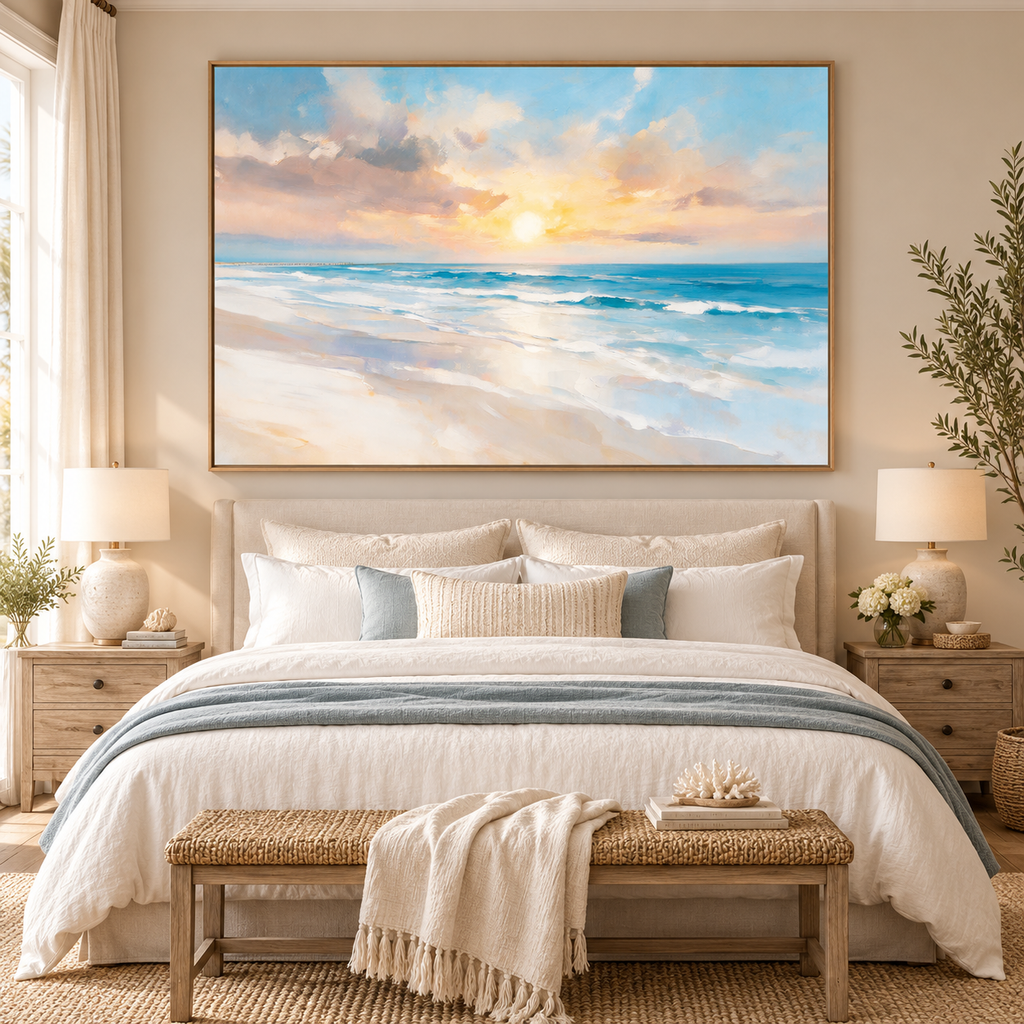 ARBYNART Impressionist Art | Full Sun above Layered Blue Surf