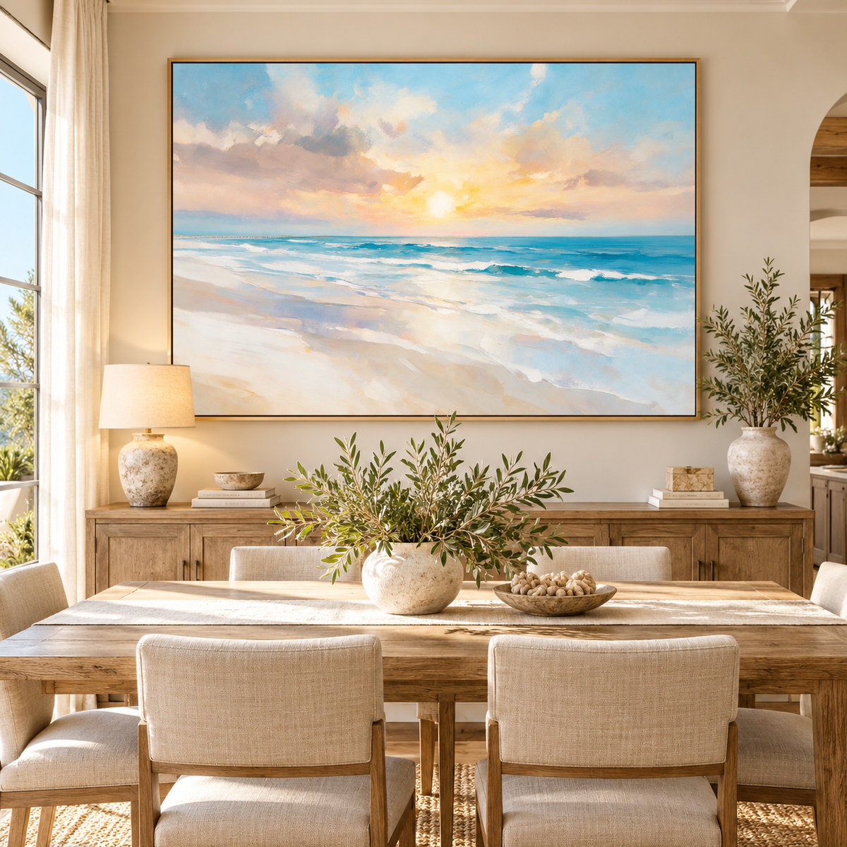 ARBYNART Impressionist Art | Full Sun above Layered Blue Surf