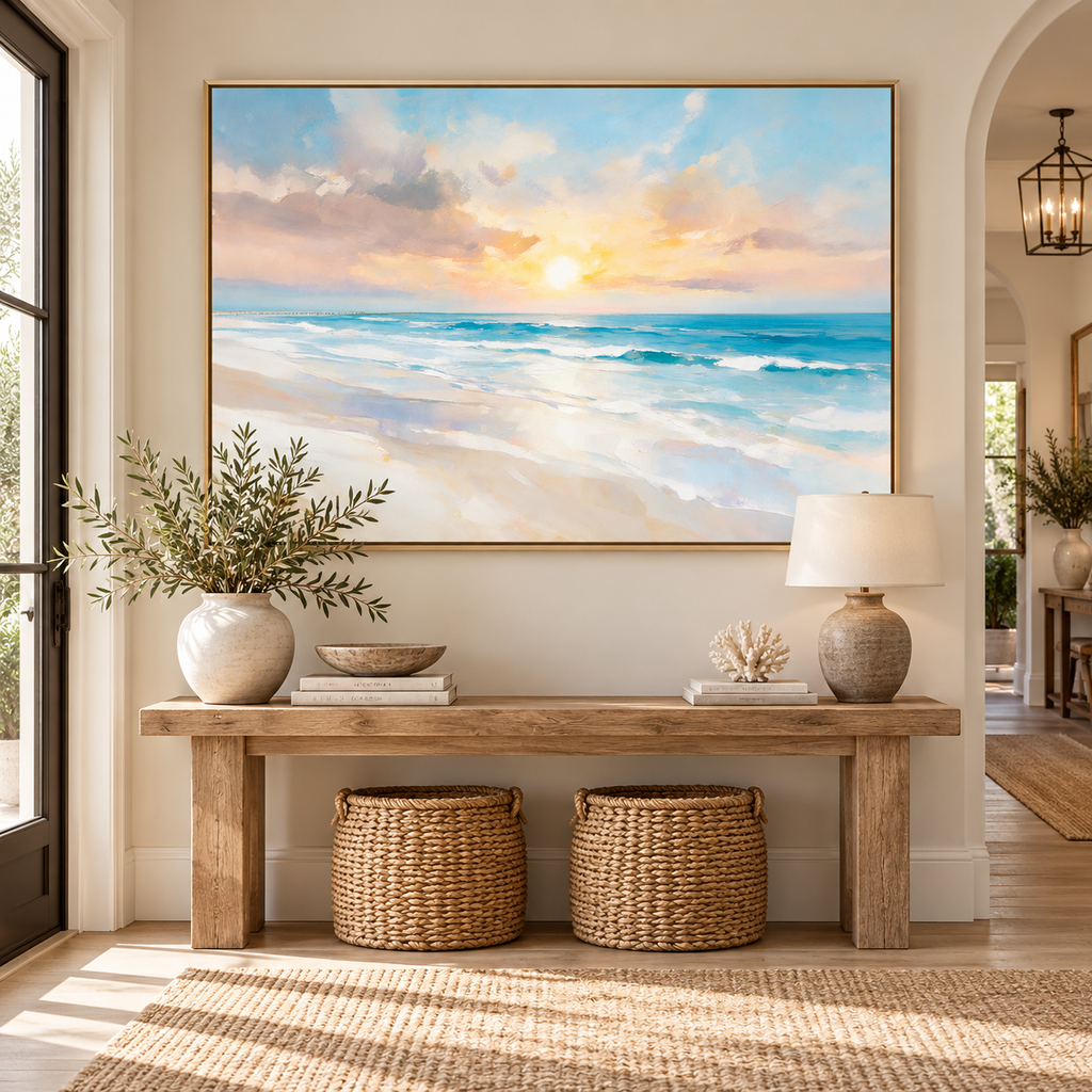 ARBYNART Impressionist Art | Full Sun above Layered Blue Surf