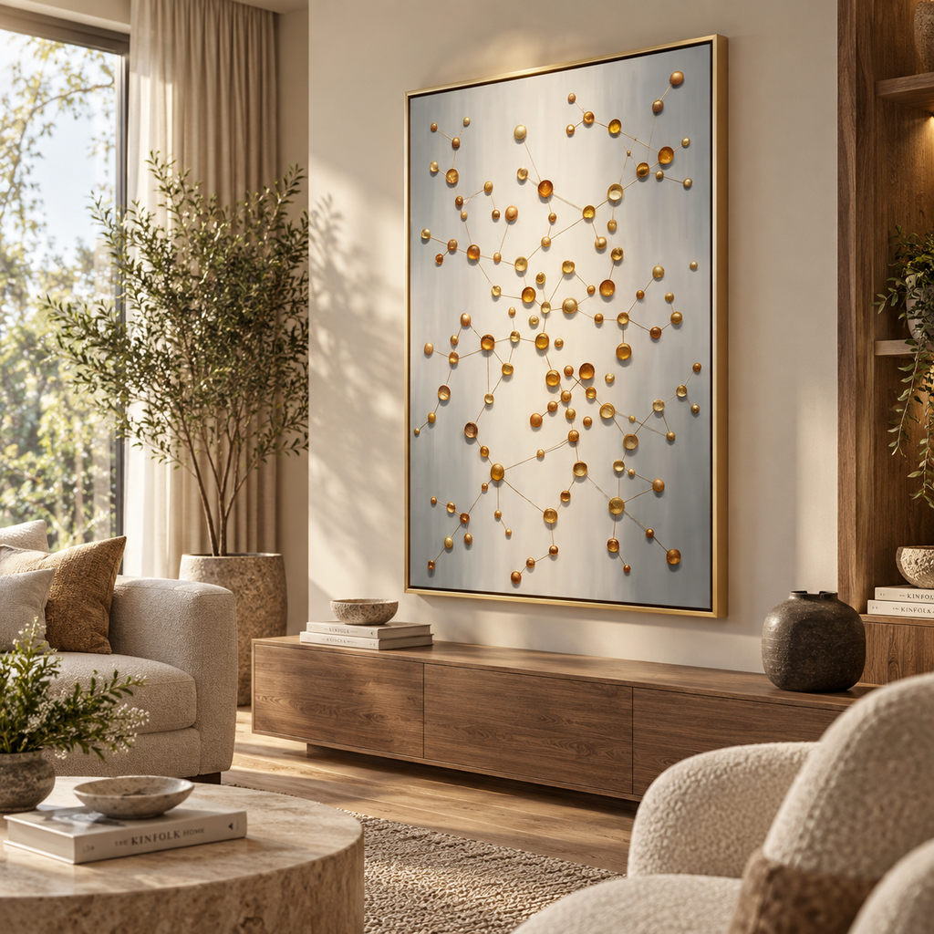 ARBYNART Contemporary Luxe Art | Gilded Orbit Lattice