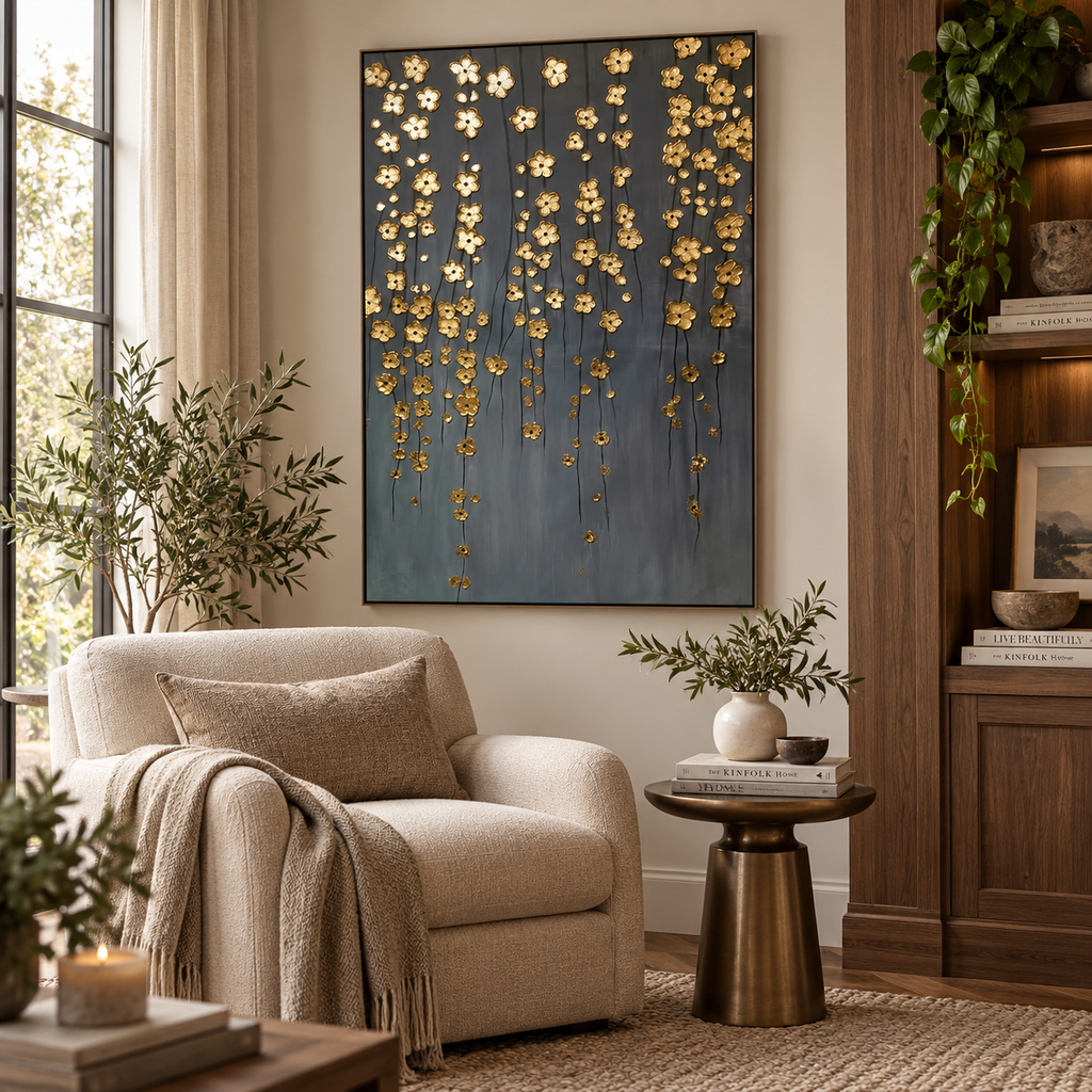 ARBYNART Contemporary Luxe Art | Gilded Blossom Rain