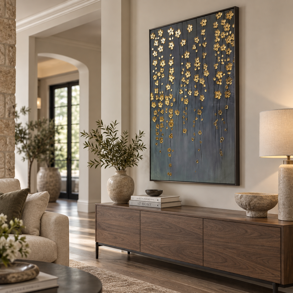ARBYNART Contemporary Luxe Art | Gilded Blossom Rain