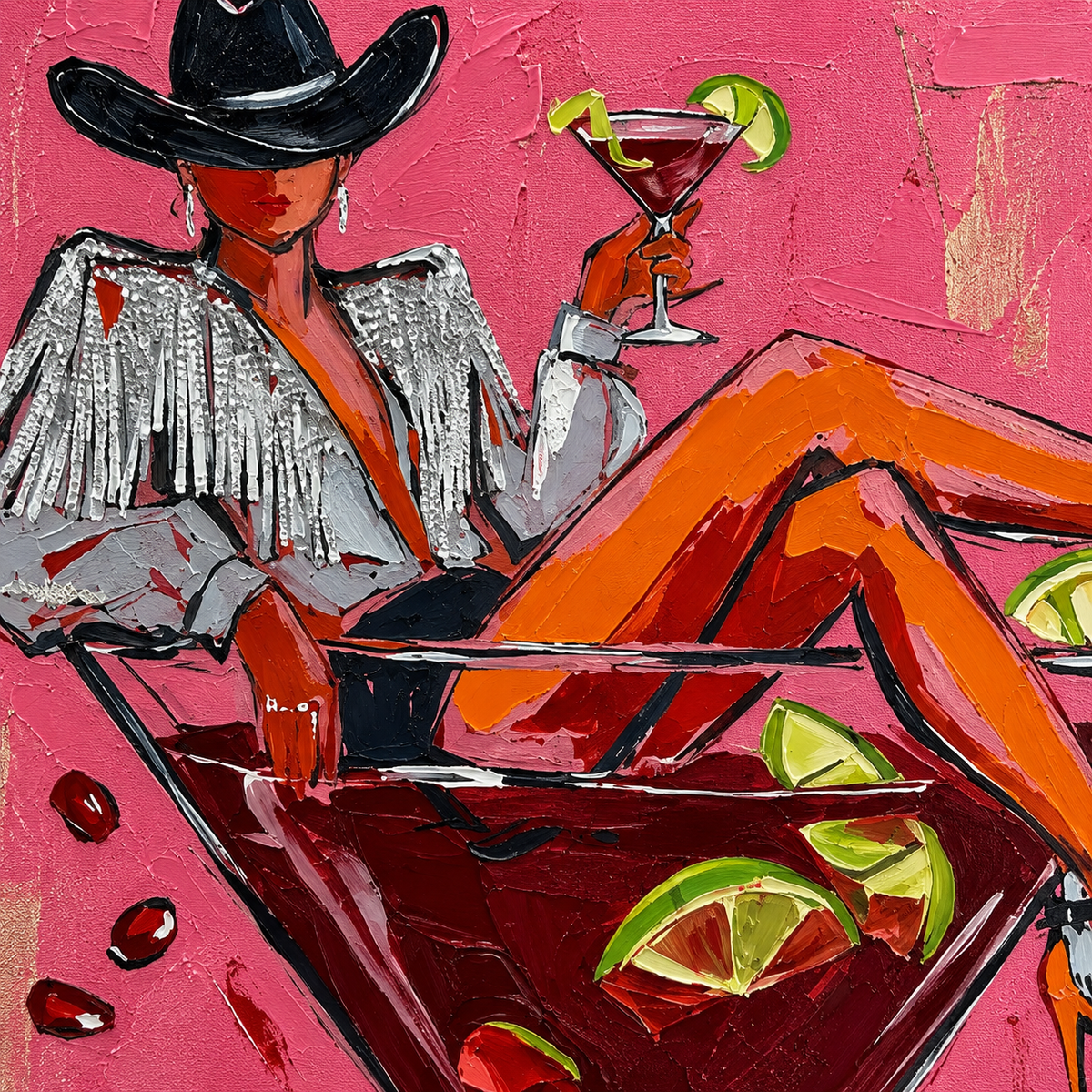 ARBYNART POP Art | Gilded Cowgirl's Pink Libation