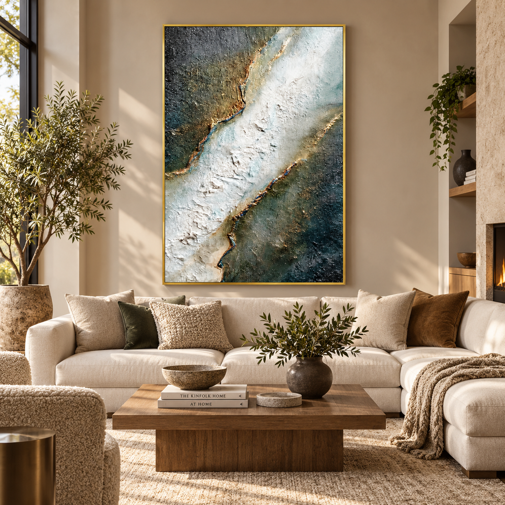 ARBYNART 3D Textured Art | Gilded Cracked Flow