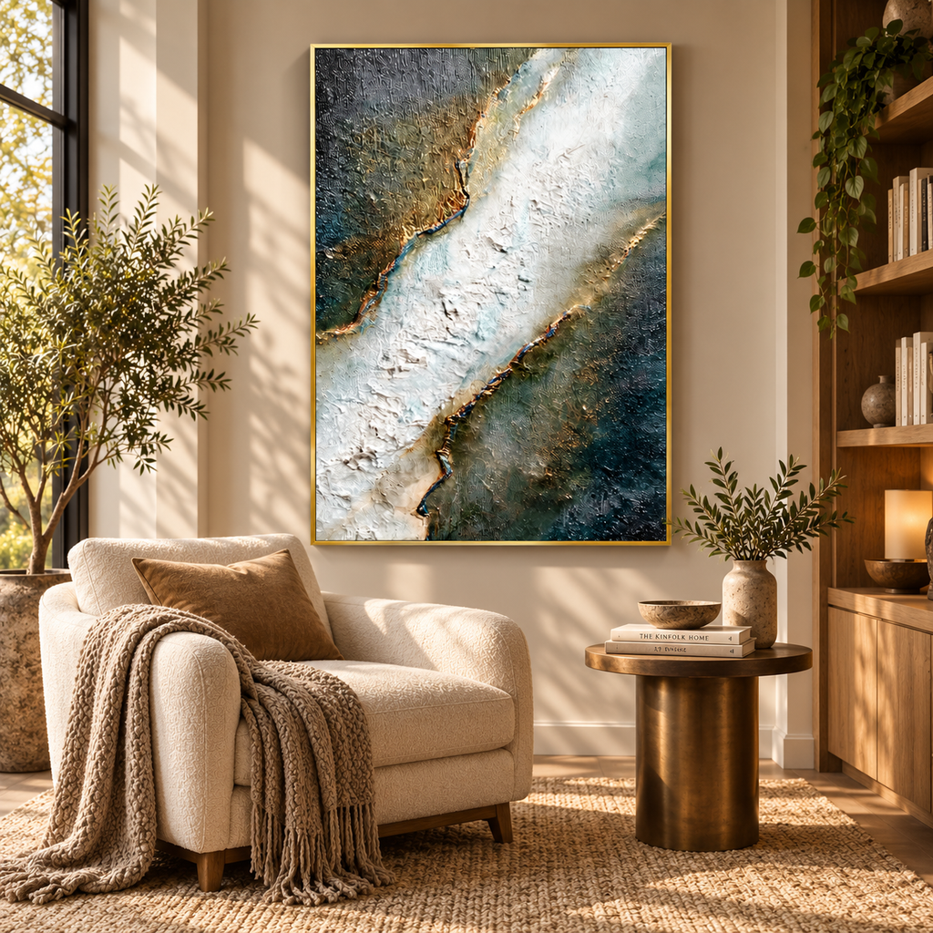 ARBYNART 3D Textured Art | Gilded Cracked Flow