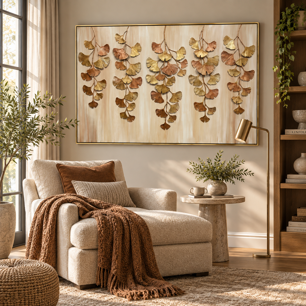 ARBYNART Contemporary Luxe Art | Gilded Ginkgo Cascade