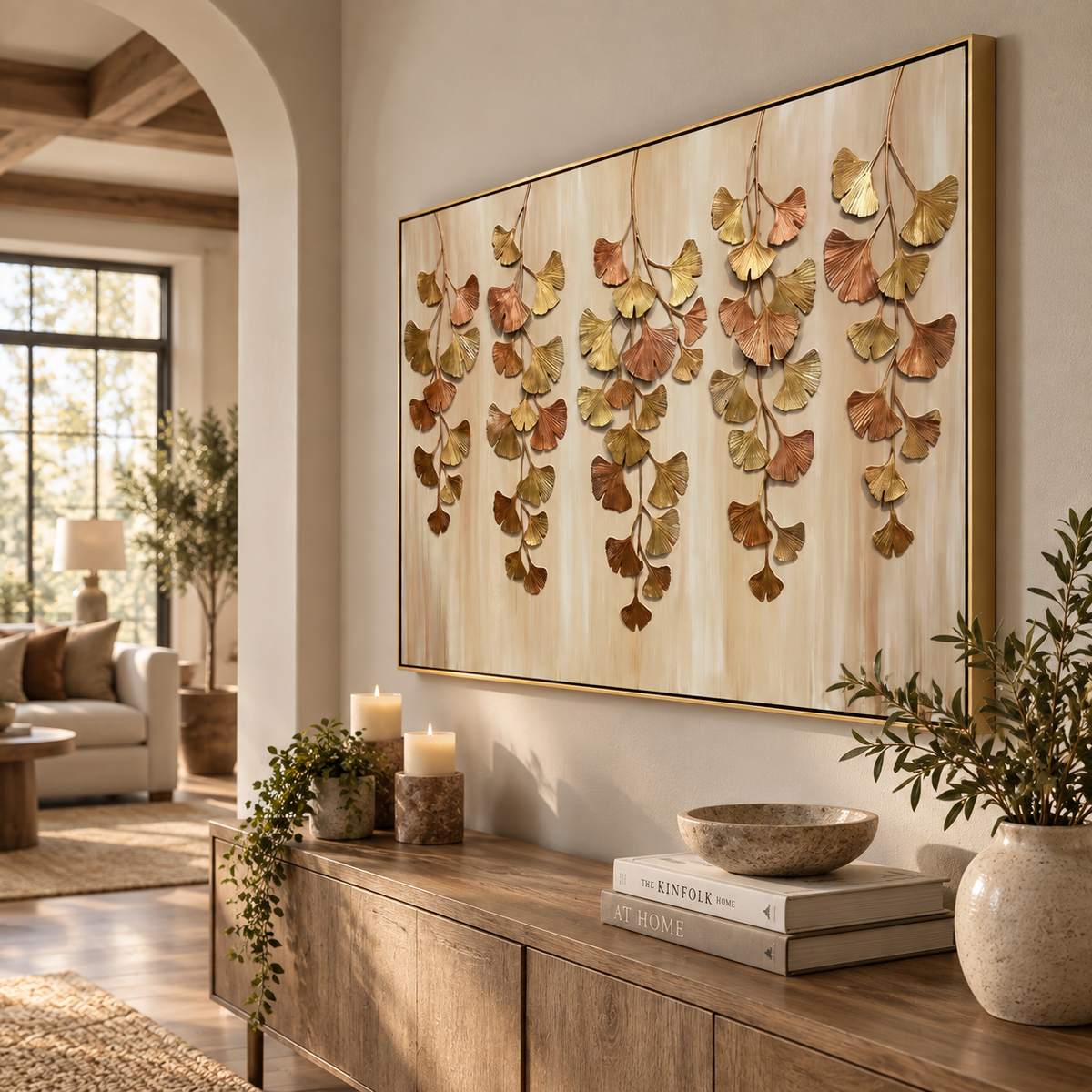 ARBYNART Contemporary Luxe Art | Gilded Ginkgo Cascade
