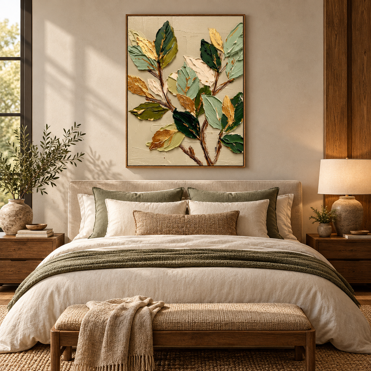 ARBYNART 3D Textured Art | Gilded Leaf Cluster