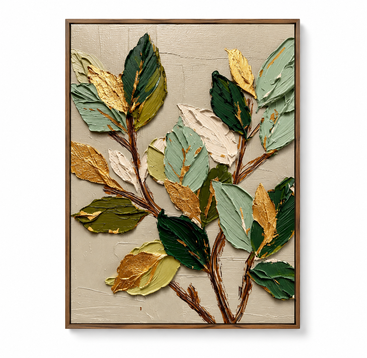 ARBYNART 3D Textured Art | Gilded Leaf Cluster