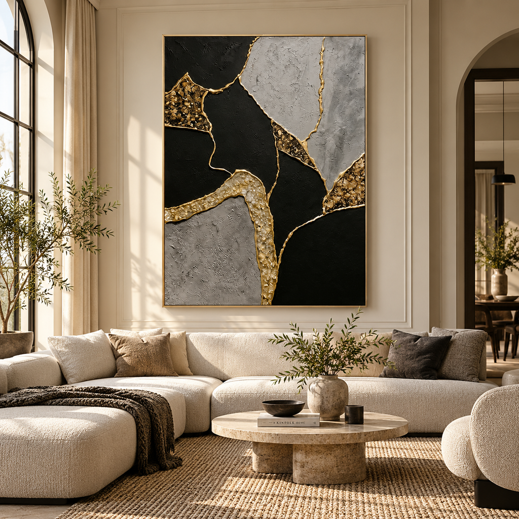 ARBYNART Contemporary Luxe Art | Gilded Stone Divide