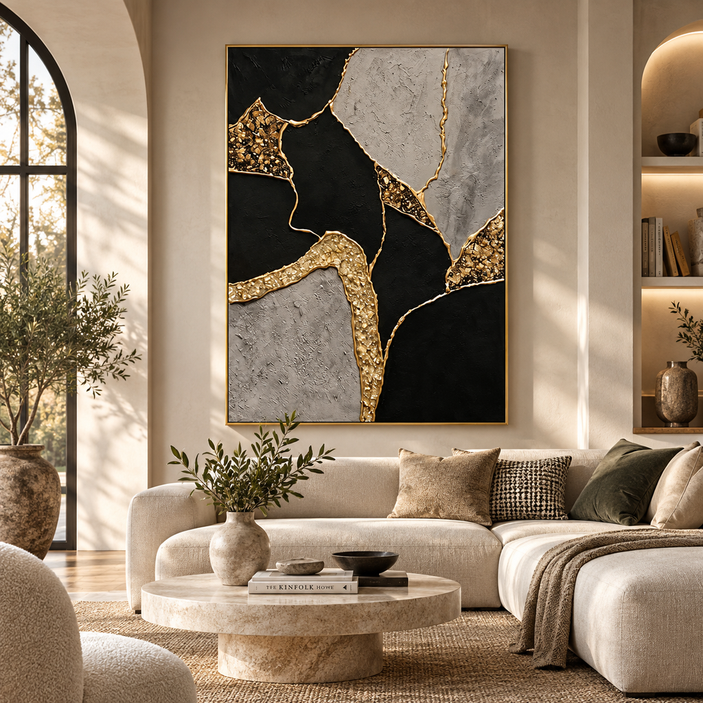 ARBYNART Contemporary Luxe Art | Gilded Stone Divide