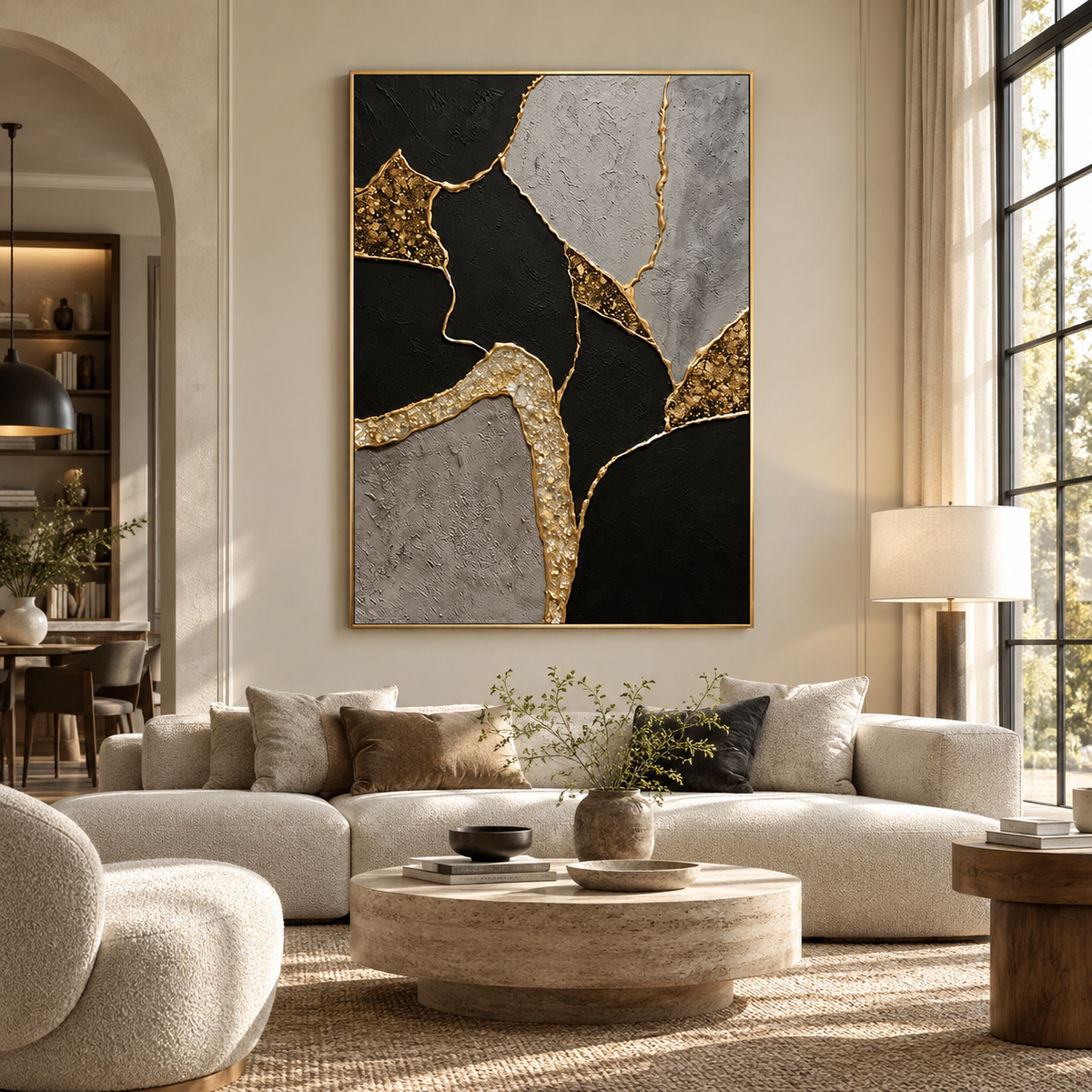 ARBYNART Contemporary Luxe Art | Gilded Stone Divide