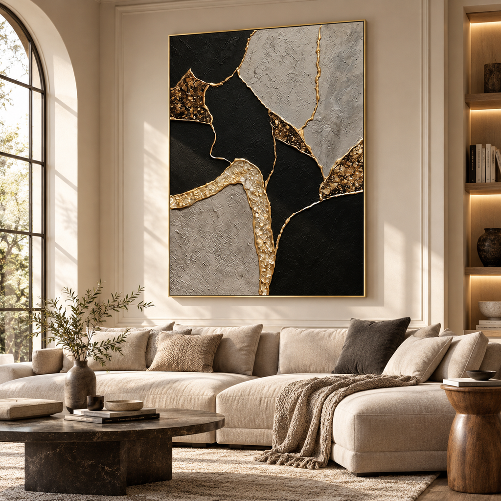 ARBYNART Contemporary Luxe Art | Gilded Stone Divide