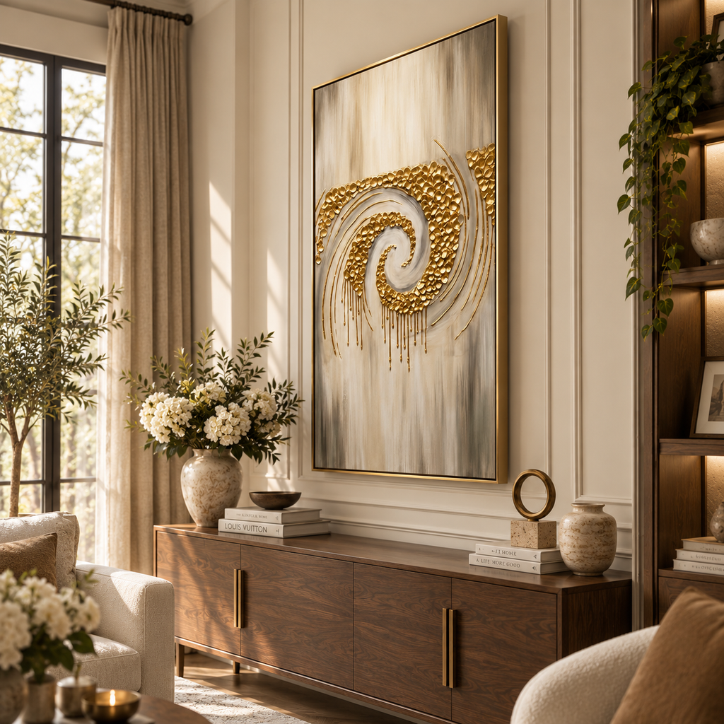 ARBYNART Contemporary Luxe Art | Gilded Whisper Spiral